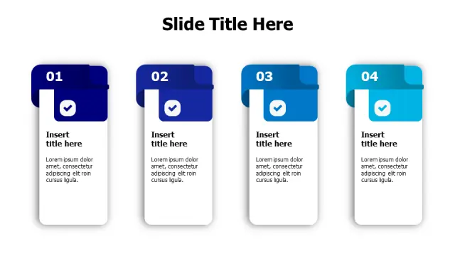 Four Step Process Cards Checklist Layout | PPT Design