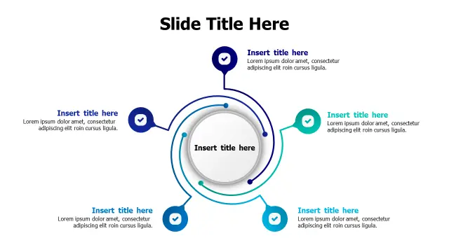 5-Point Central Hub Process Diagram | Round | PPT Design