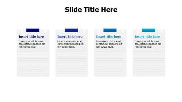 Four Column Notebook Paper Cards Layout | PPT Design