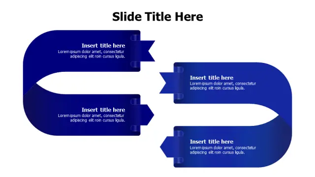 4-Point Ribbon Arrow Flow Diagram | 3D | PPT Design