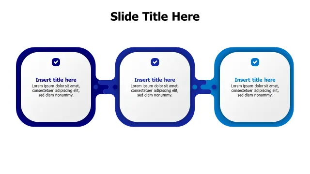 Three Step Process Connected Boxes Layout | PPT Design