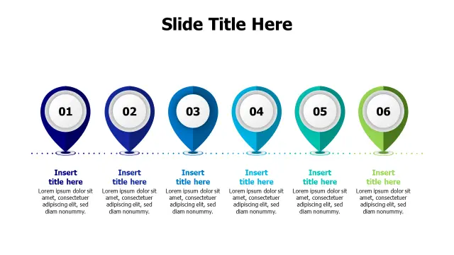 Six Step Location Pin Timeline Infographic | PPT Design