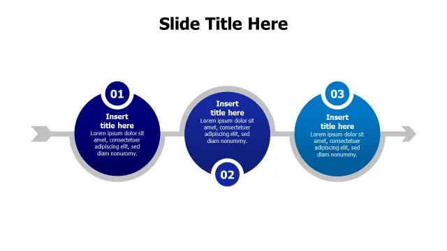 Three Stage Process Flow Circles | Multipurpose | PPT Design