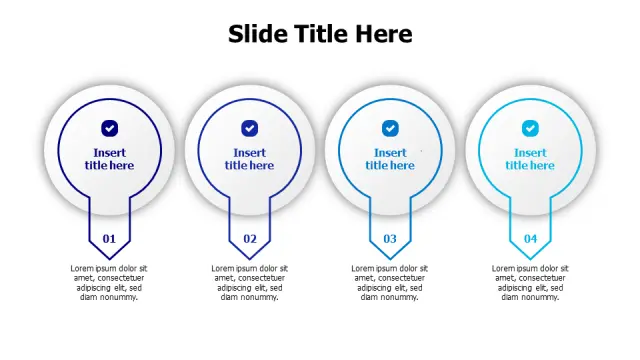 Four Step Circular Badge Infographic | Arrows | PPT Design