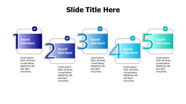 Five Step Process Rounded Rectangle Cards | PPT Design