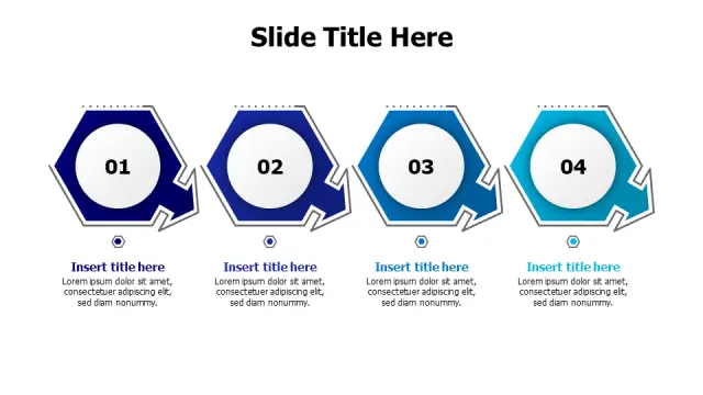4-Step Hexagonal Process Flow Arrows | Arrows | PPT Design