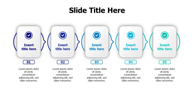 5-Step Process Checkmark Timeline Boxes | PPT Design