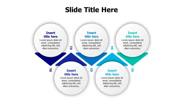 5-Step Zigzag Process Flow Diagram | Arrows | PPT Design