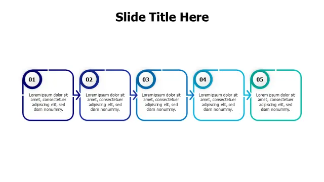 5-Step Sequential Process Flow Arrows | Arrows | PPT Design