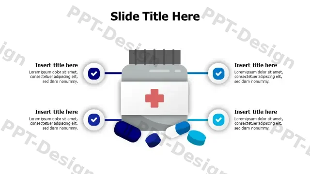 Medical Pill Bottle 4-Step Process Infographic | Free PPT Template