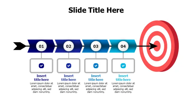 Four Step Target Achievement Arrow Process | PPT Design