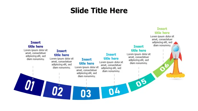 Rocket Launch 6-Step Curved Timeline | Launch | PPT Design