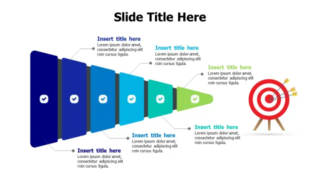 6-Stage Funnel Target Achievement Diagram | PPT Design