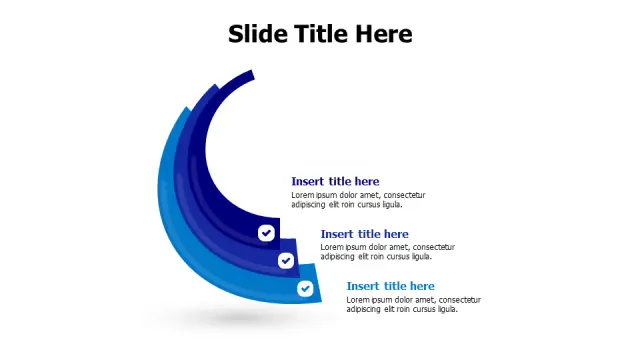 Three Point Curved Arc Progress Steps | PPT Design