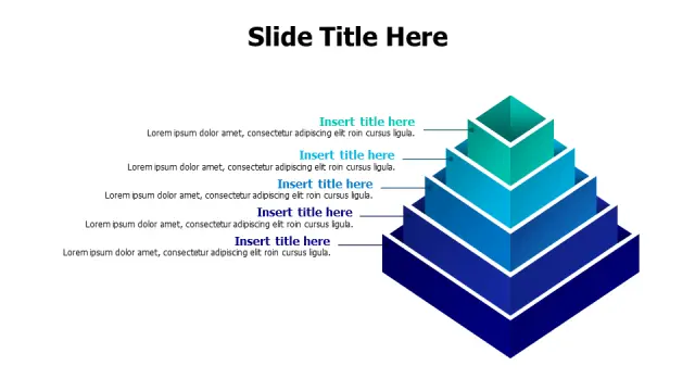5-Level Stacked Pyramid Hierarchy Chart | 3D | PPT Design