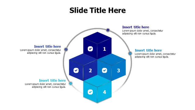 4-Step Building Block Cube Infographic | 3D | PPT Design