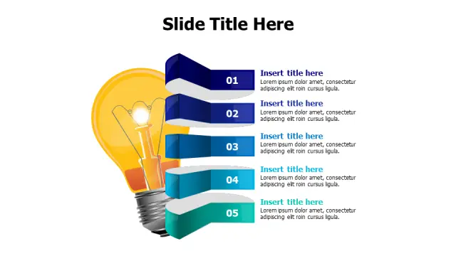 5-Step Innovation Process Light Bulb Diagram | PPT Design