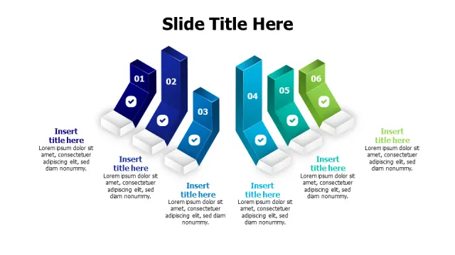 Six Step 3D Block Process Flow | 3D | PPT Design