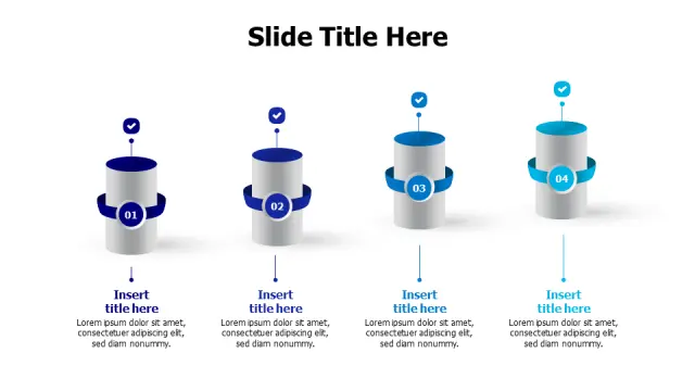 Four Step Cylindrical Process Flow Diagram | 3D | PPT Design