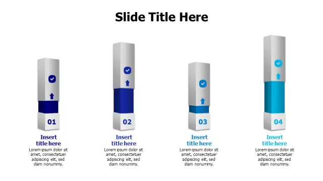 4-Step Progress 3D Column Chart | 3D | PPT Design