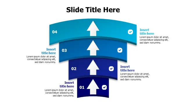 Four-Stage Upward Progress Funnel Diagram | PPT Design