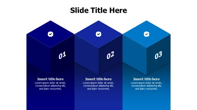 Three Step Process 3D Isometric Blocks | 3D | PPT Design