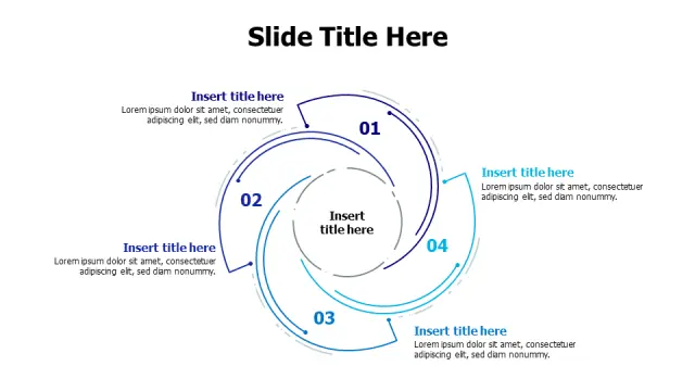 Four Stage Spiral Flow Process Diagram | Round | PPT Design