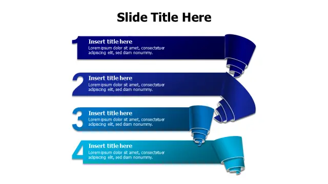 4-Step Ribbon Banner Numbered List | Numbering | PPT Design