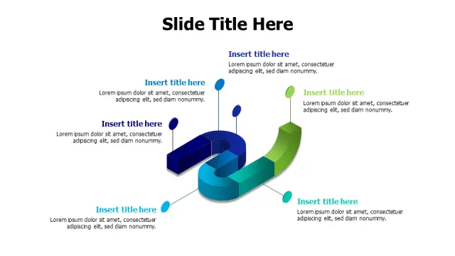 Five Step 3D Curved Process Pipeline | 3D | PPT Design