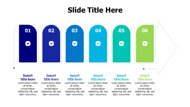 Six Step Process Arrow Flow Diagram | Arrows | PPT Design