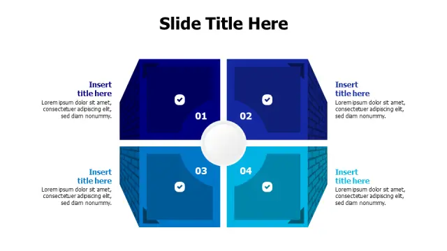 Four Section Central Hub Process Layout | PPT Design