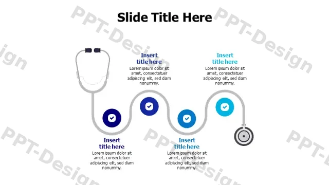 Medical Stethoscope 4-Point Process Infographic | Free PPT Template