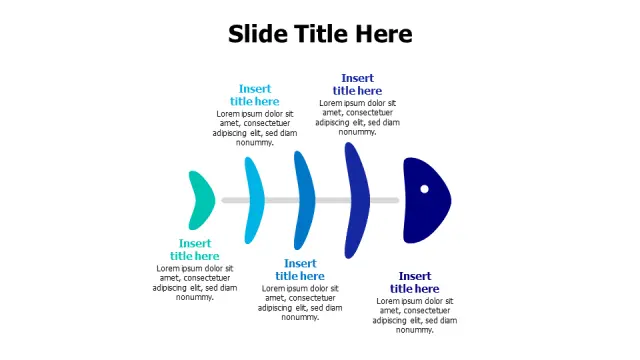 Five Stage Process Flow Fishbone Diagram | PPT Design