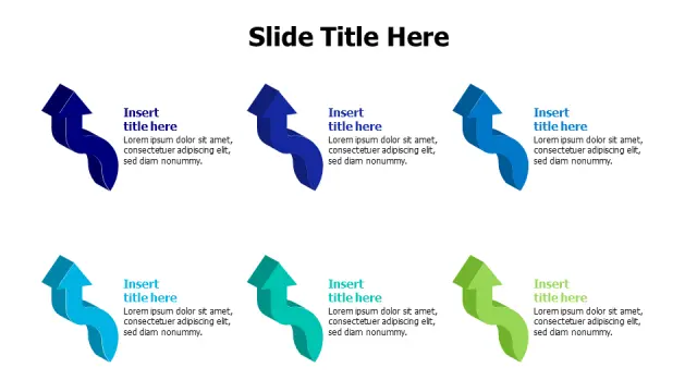 Six Process Steps 3D Twisted Arrow Layout | PPT Design