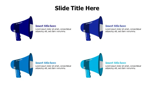 Four Point Megaphone Communication Layout | PPT Design