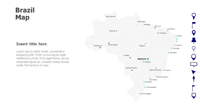 Brazil States Map with Location Pins | Maps | PPT Design