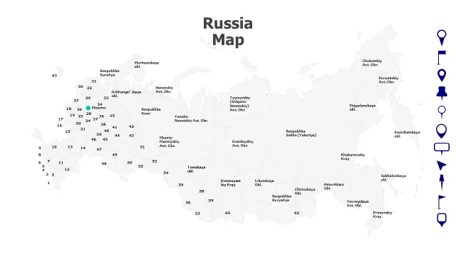 Russia Federal Subjects Administrative Map | PPT Design