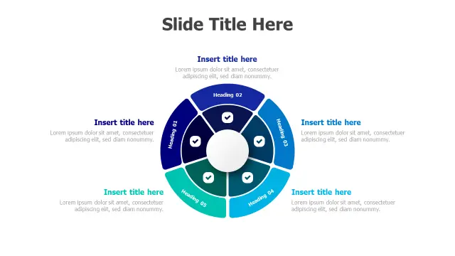 Five Section Process Wheel Infographic | Round | PPT Design