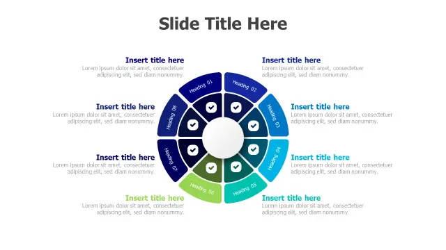 8-Section Checkmark Progress Wheel | Round | PPT Design