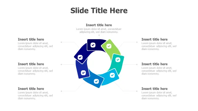 6-Point Circular Process Checkmark Diagram | PPT Design