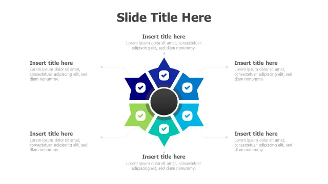 6-Point Star Hub Process Diagram | Round | PPT Design