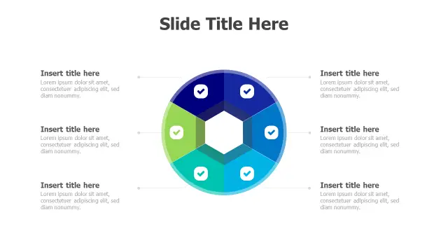 Six Section Hexagon Core Infographic | Round | PPT Design