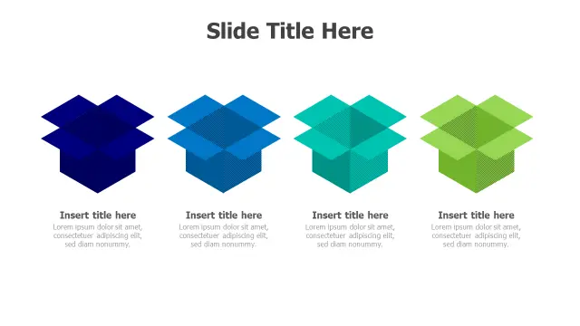 Four Stage 3D Open Box Infographic | 3D | PPT Design