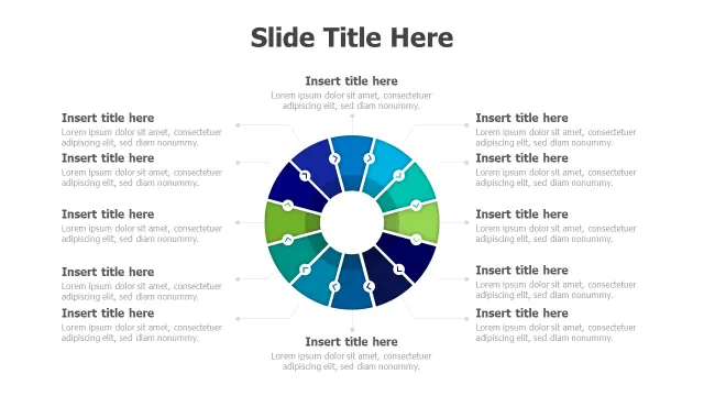 12-Section Circular Process Wheel Diagram | PPT Design