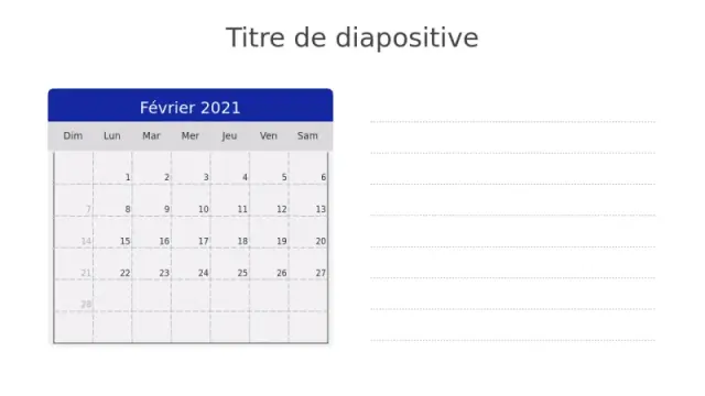Modèle de calendrier mensuel en grille avec noâ€¦ | PPT Design