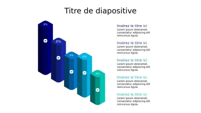 Graphique de Progrès en Colonne 3D à 5 Niveaux | PPT Design