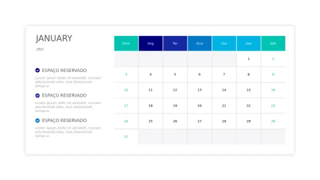 Layout de Grade do Calendário Mensal de Tarefas | PPT Design