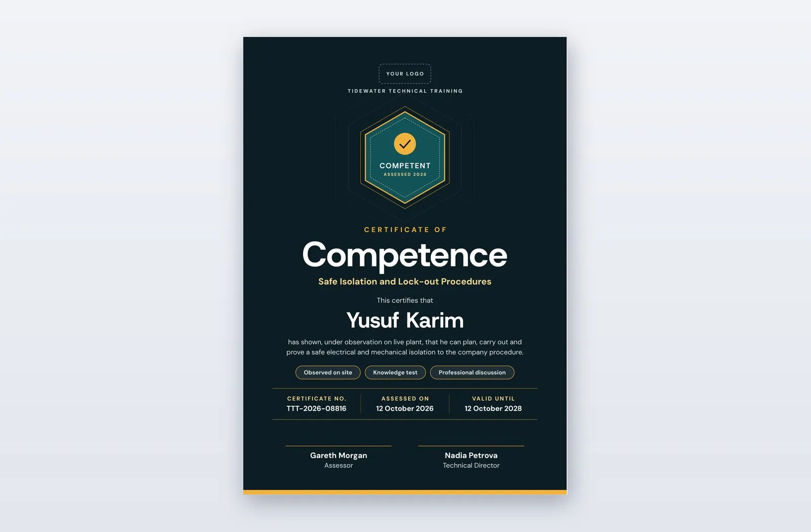 Free Certificate of Competence Template – Hexcrest
