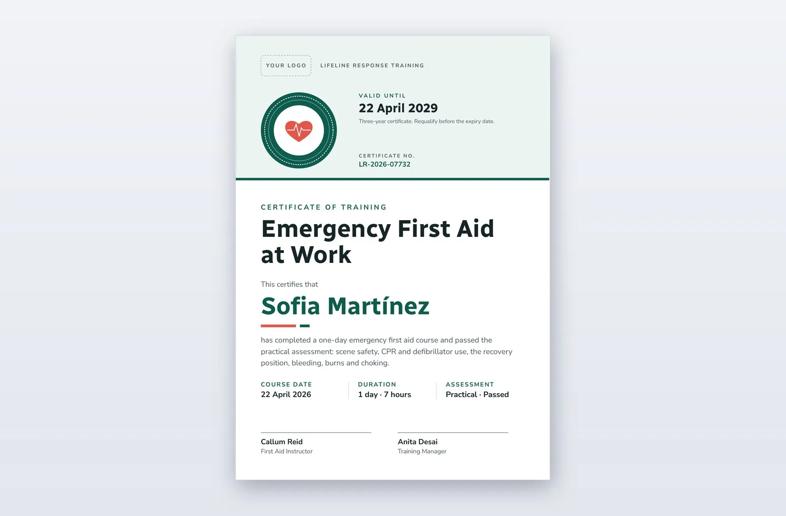 Red Rings For Powerpoint Free First Aid Training Certificate Template – Responder