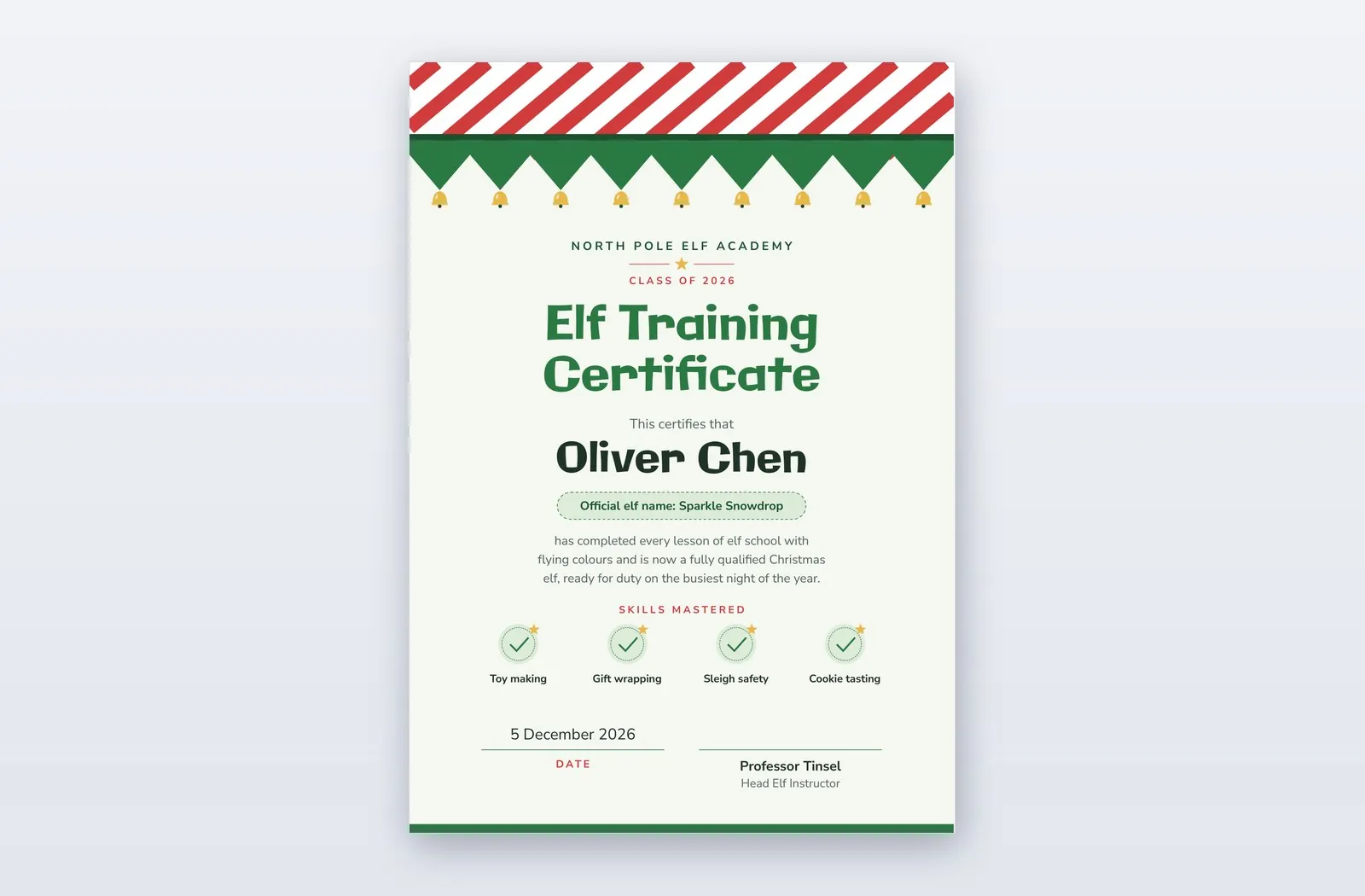 Free Elf Training Certificate Template – Gumdrop